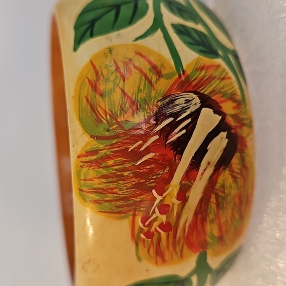 Lacquered Handpainted Wooden Bracelet - Picture 4 of 5